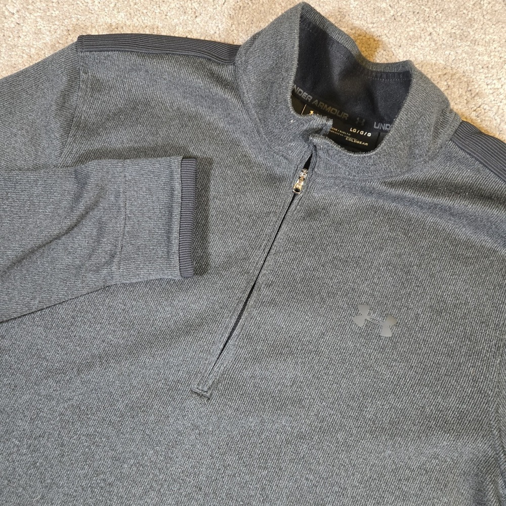 Under Armour Men's Gray Black Sweater Fleece 1/2 Zip Large